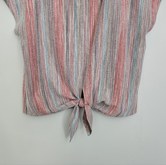 Anthro W5 Woven Multicolor Tie Knot Top - Picture 4 of 8